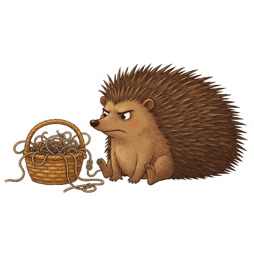 Cartoon hedgehog, representing grumpiness and frustration, used for social-emotional learning activities with children.