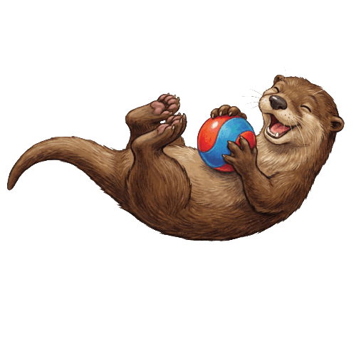 Cartoon otter holding a ball, representing silliness, used for social-emotional learning activities with children.