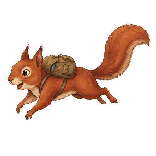 Cartoon squirrel leaping with a backpack, representing wildness, used for social-emotional learning activities with children.