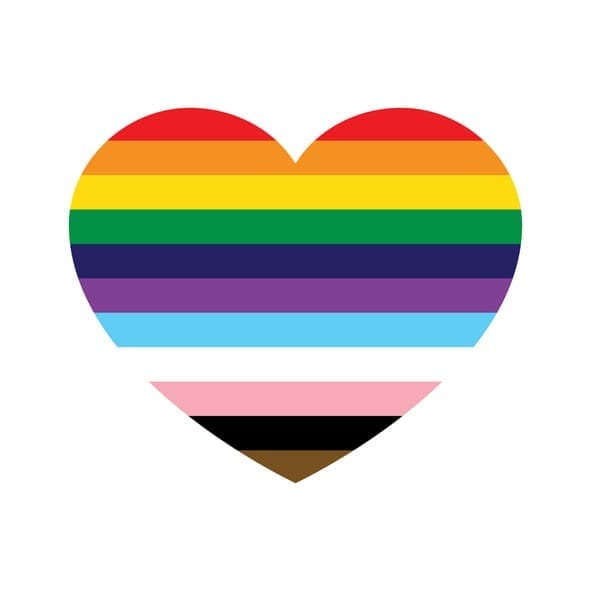 Progress Pride Flag in the shape of a heart
