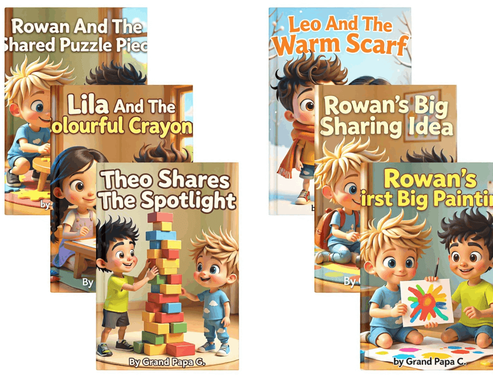 Grand Papa G Kids Mini Flipbooks featuring Leo, Lila, and Rowan