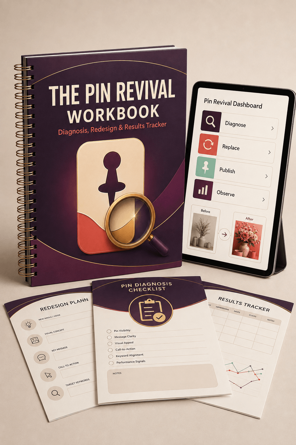 The Pin Revival Workbook suite with browser dashboard and printable pages