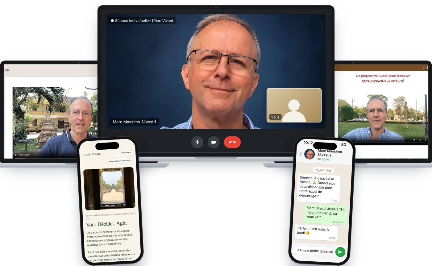 L'Axe Vivant : séances en visio, formations offertes, application et WhatsApp privé