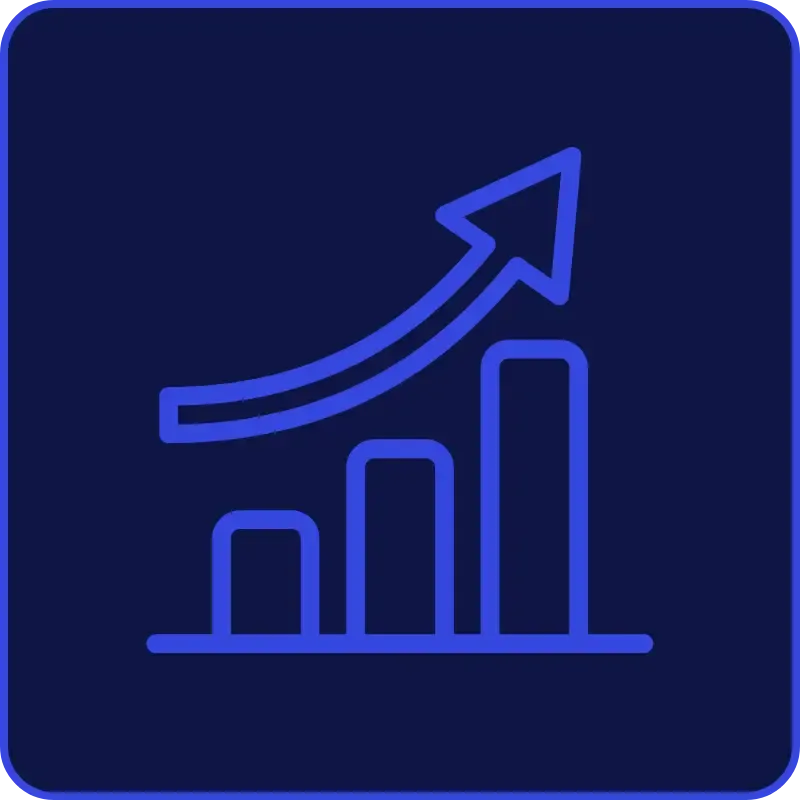 A growing chart with an arrow ascending on top