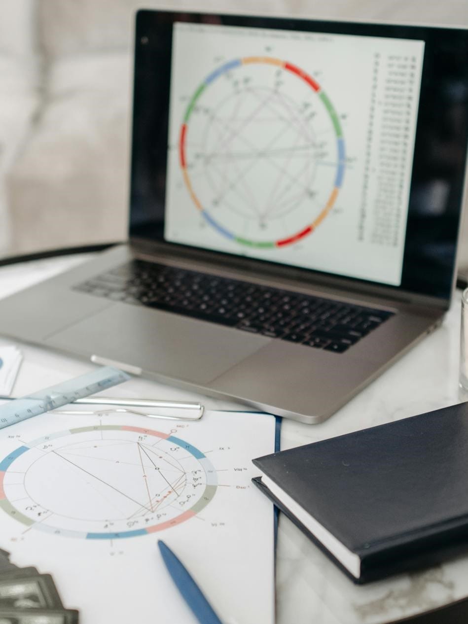 Οθόνη ενός υπολογιστή δείχνει έναν αστρολογικό χάρτη
