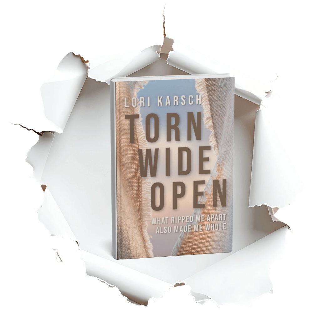 Torn Wide Open Book cover breaking through paper