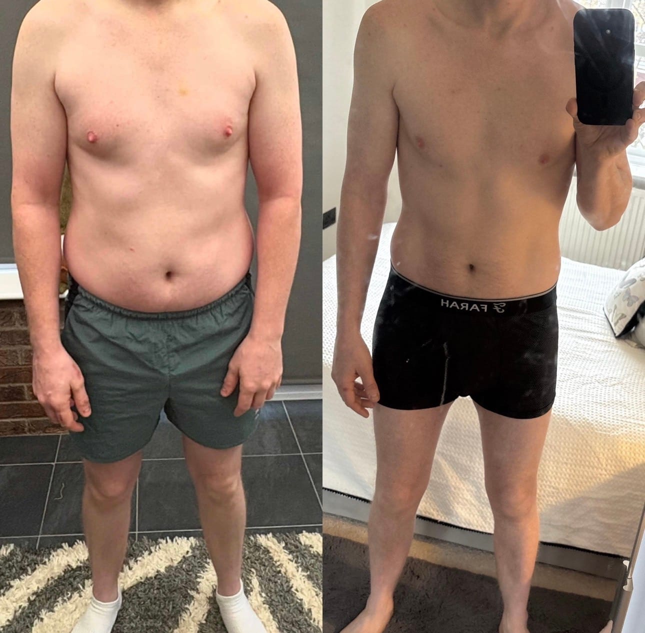 Ben's before and after progress photographs