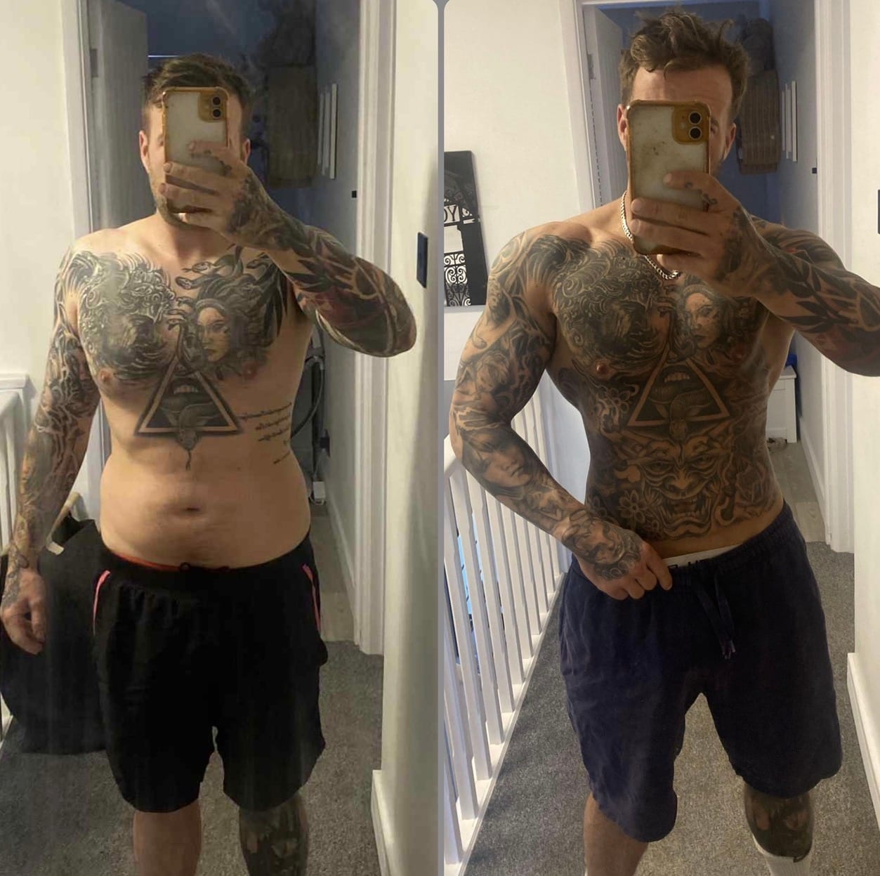 George's before and after progress photographs