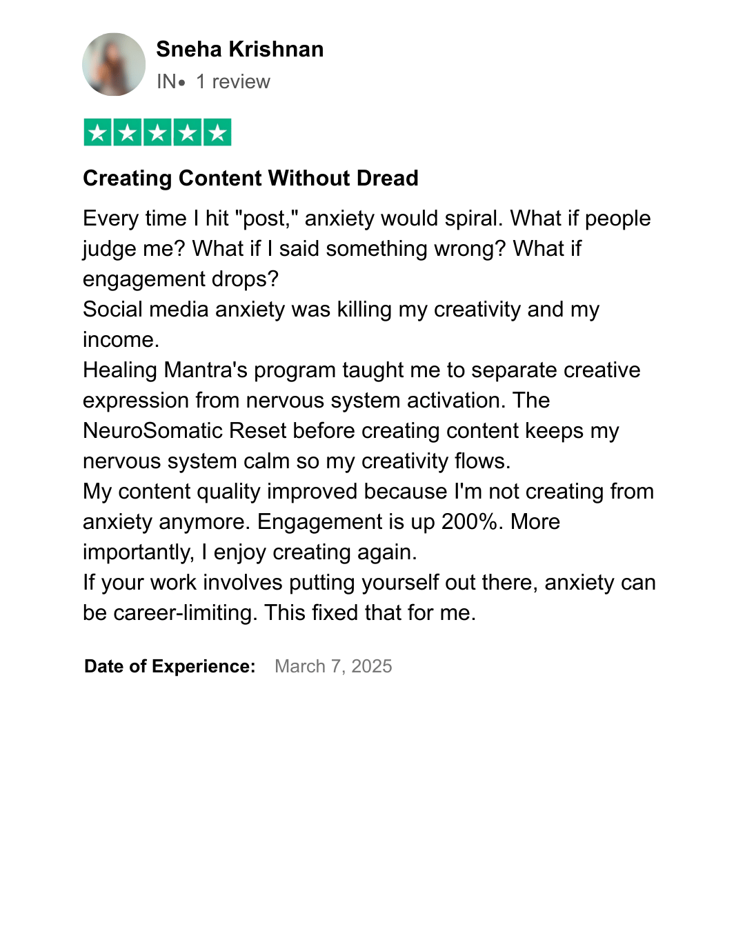 Healing Mantra Testimonial 24