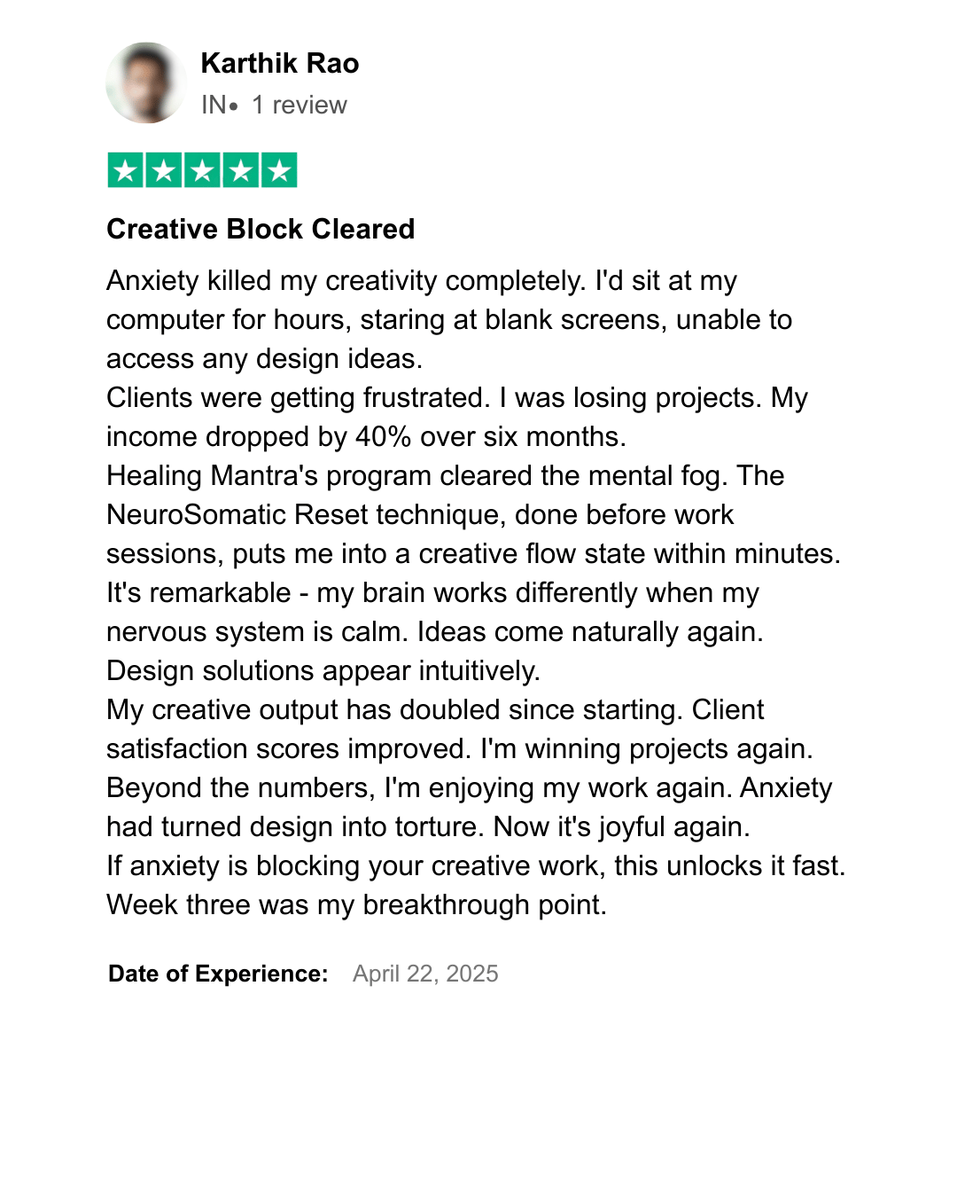 Healing Mantra Testimonial 31