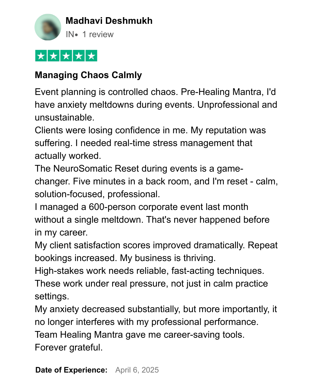 Healing Mantra Testimonial 36