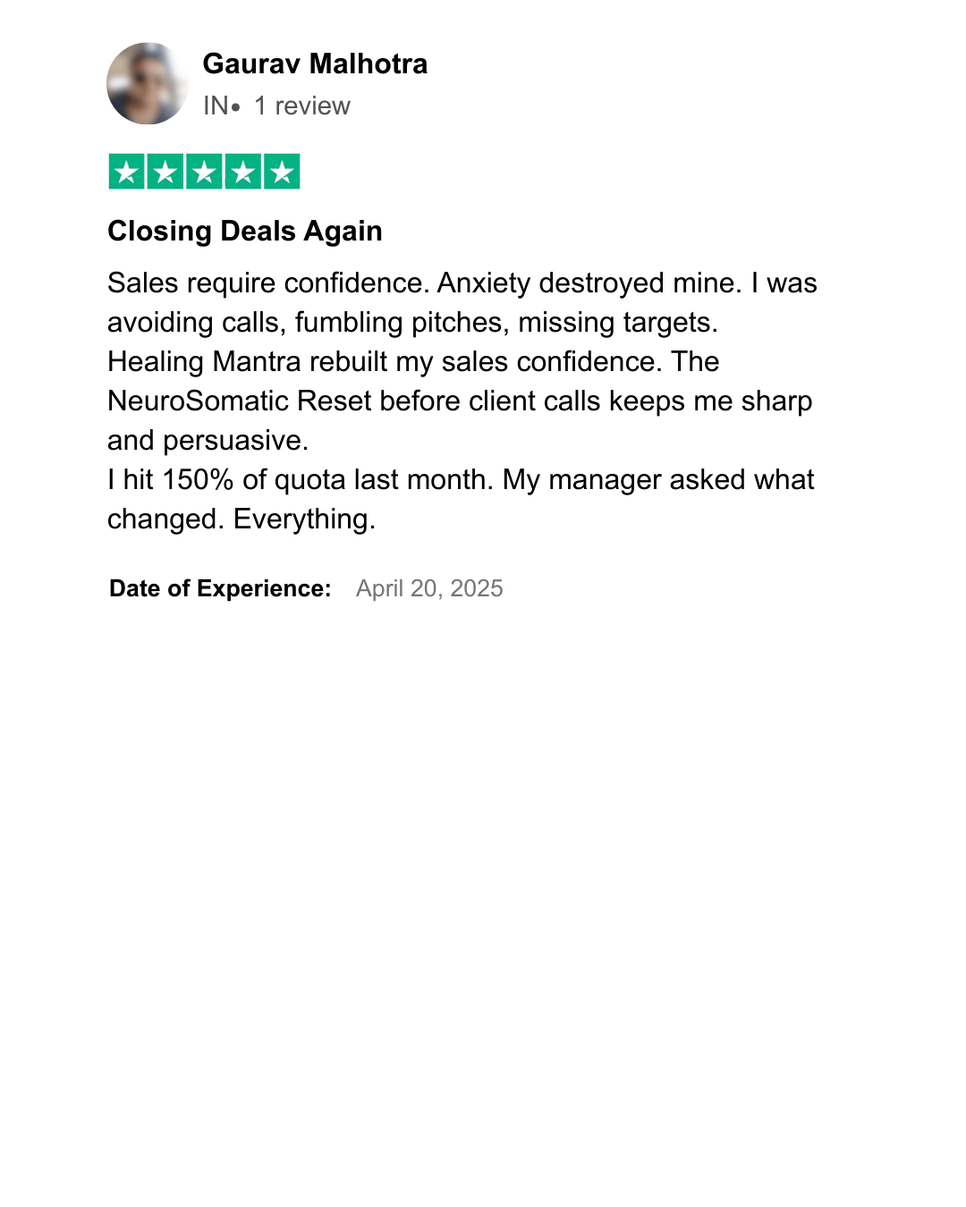 Healing Mantra Testimonial 39