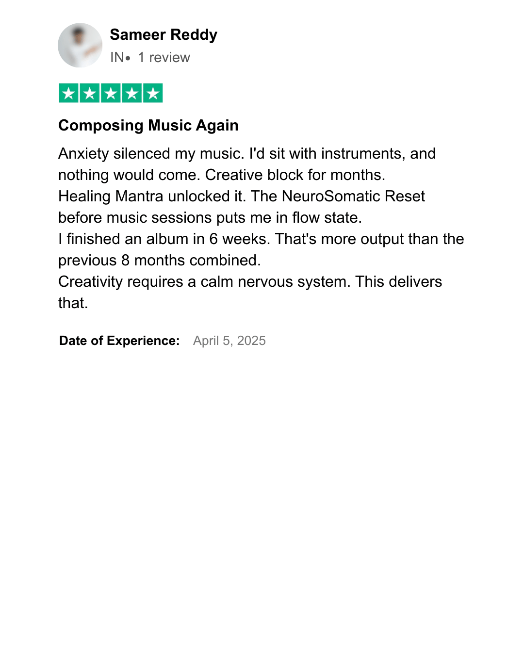 Healing Mantra Testimonial 15