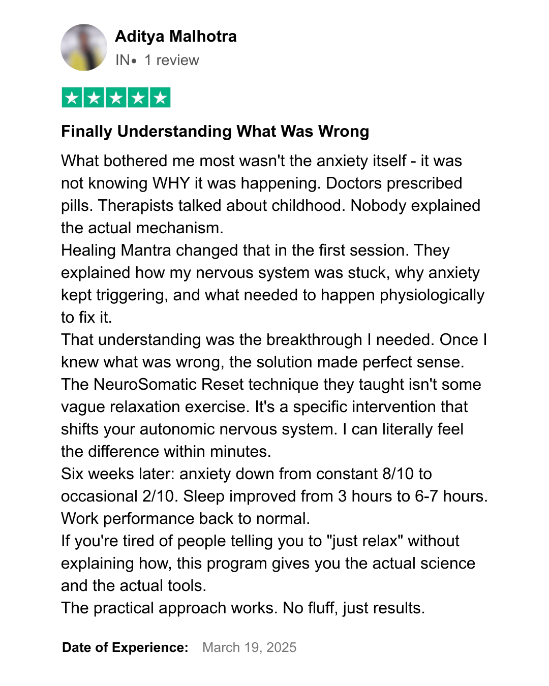 Healing Mantra Testimonial 17