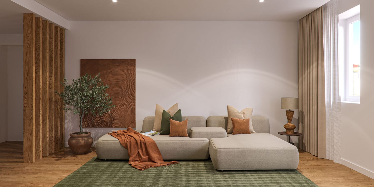 Sala de estar de uma residência do Barão 65 em Lisboa