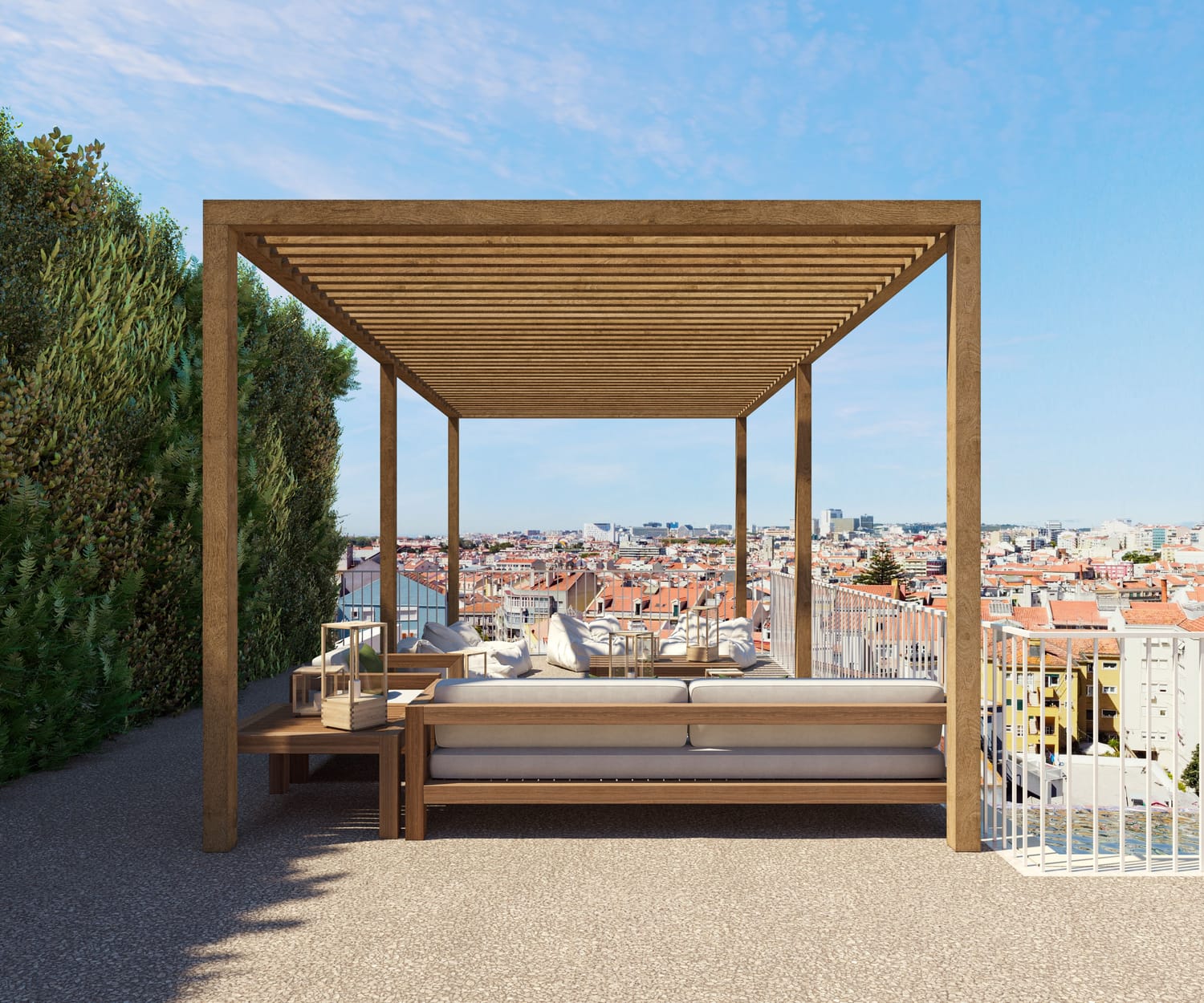 Terraço privado de uma residência do Barão 65 em Lisboa