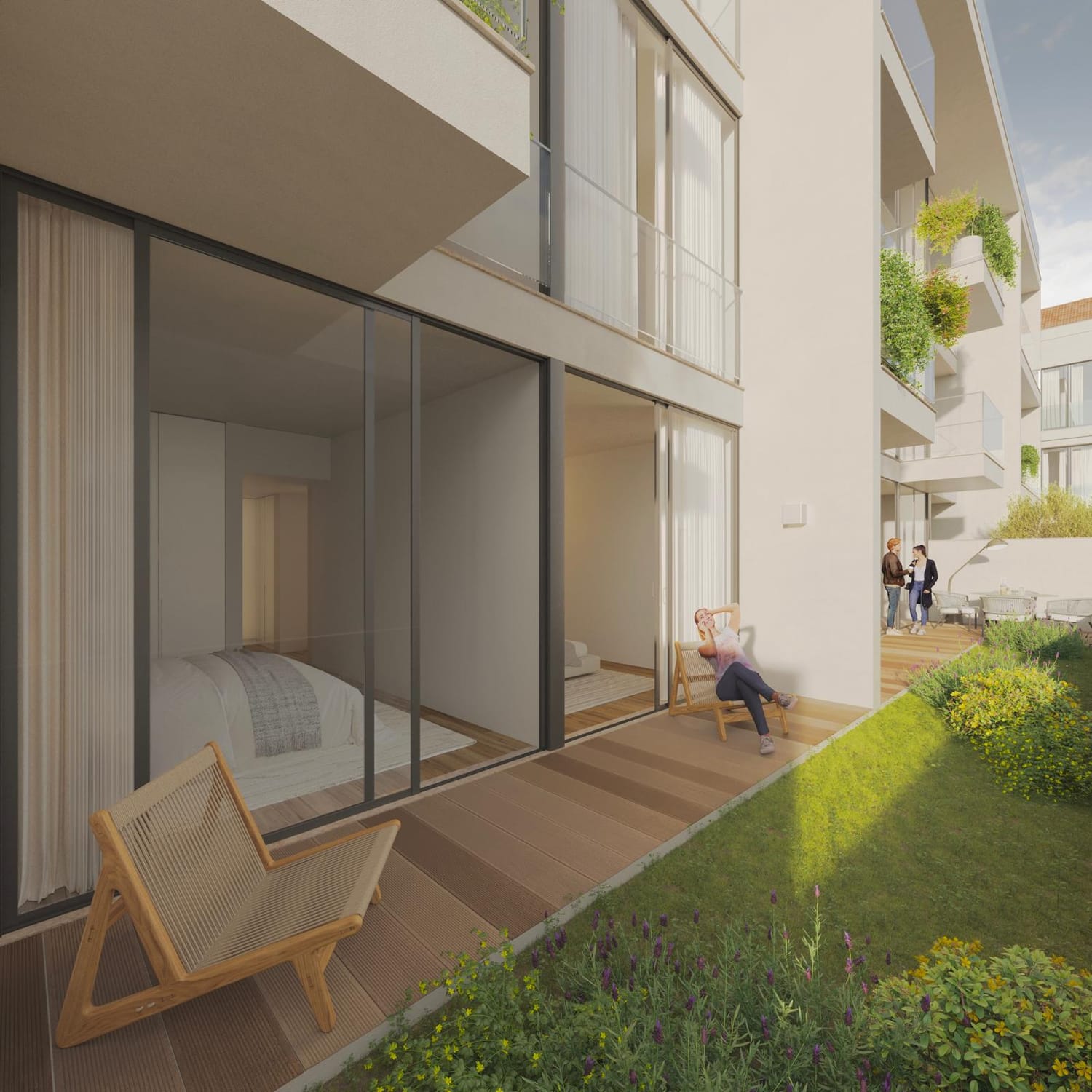 Terraço privado de apartamento no Pharma Village em Alvalade