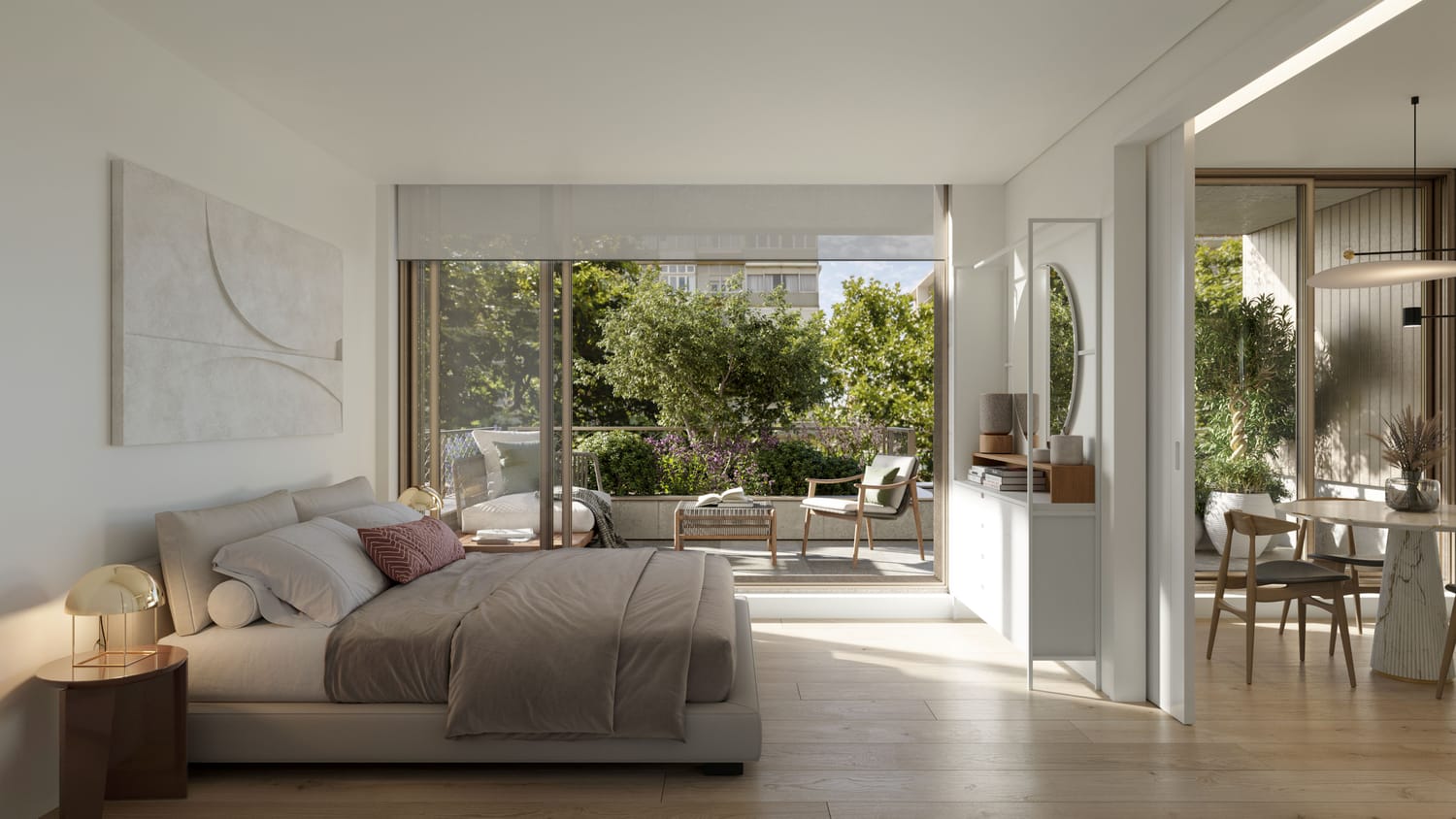 Quarto com varanda no empreendimento COPA Cool Living em Lisboa