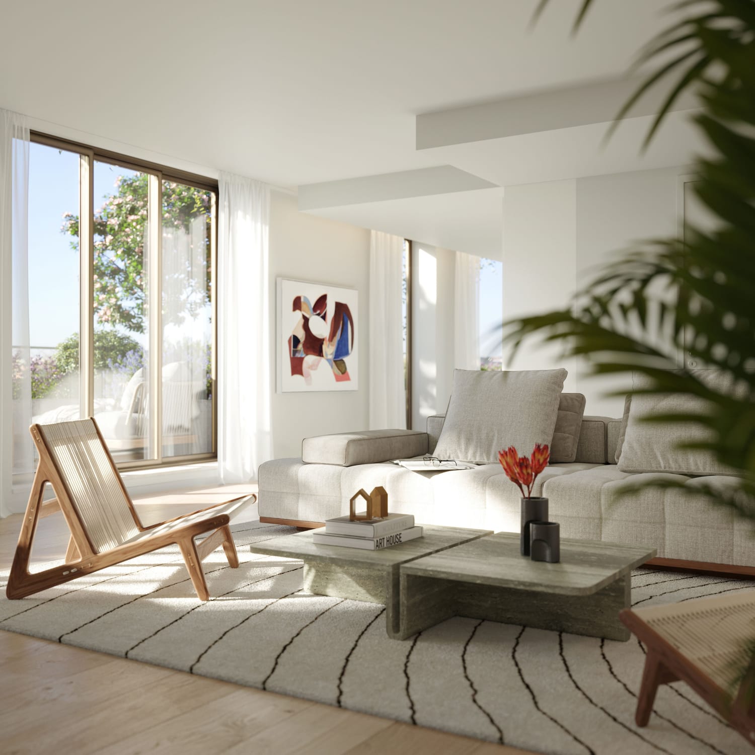 Sala de apartamento novo no COPA Cool Living em Lisboa
