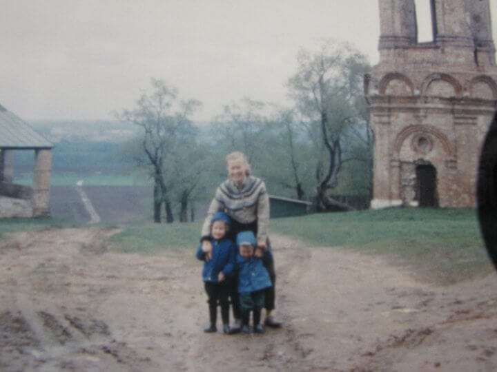 A historic 1960s photo of Eric Pittman as a child in Moscow with his mother. Taken by his father, a landscape documentarian, this "spy photo" disguised as a family portrait represents the documentary roots and 'quiet attention' that define Eric’s later work as a hummingbird filmmaker and naturalist.