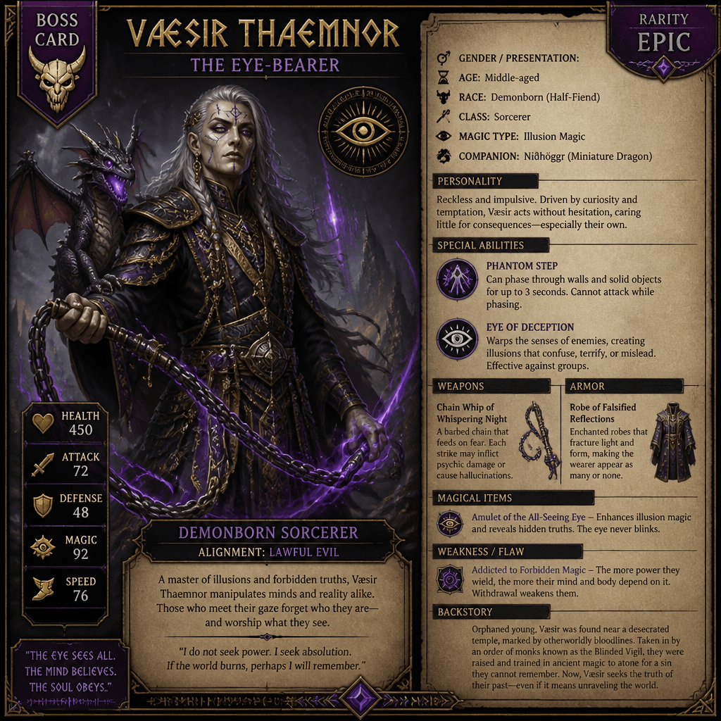 Vaesir Thaemnor character card