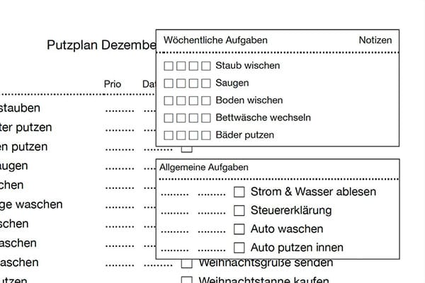 Putzplan Vorlage Vorschau
