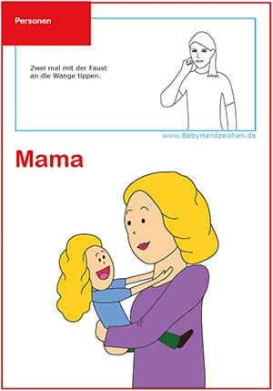 Babyzeichen Mama auf einer Lernkarte