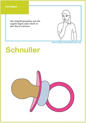 Babyzeichen Schnuller auf einer Lernkarte