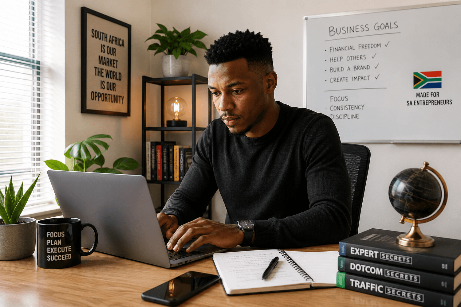 Millennial creator building a profitable side hustle selling digital products in South Africa.