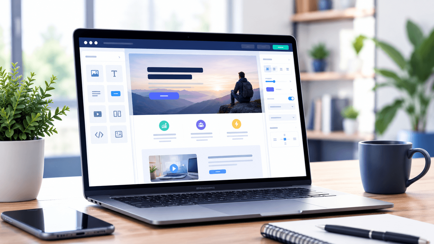 Funnel builder course student customizing a landing page template
