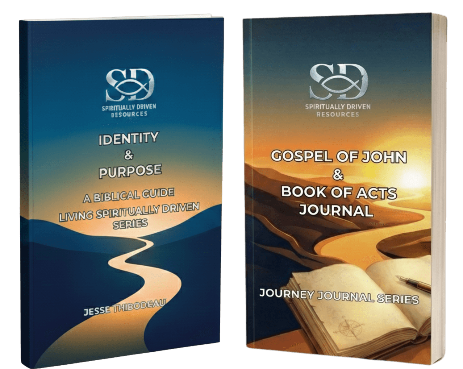 Identity & Purpose and Gospel of John & Book of Acts Journey Journal book covers