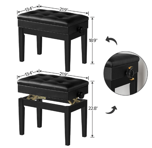 Adjustable height piano bench for growing children - Sounds of Joy Music Studio
