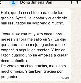 Testimonio de WhatsApp