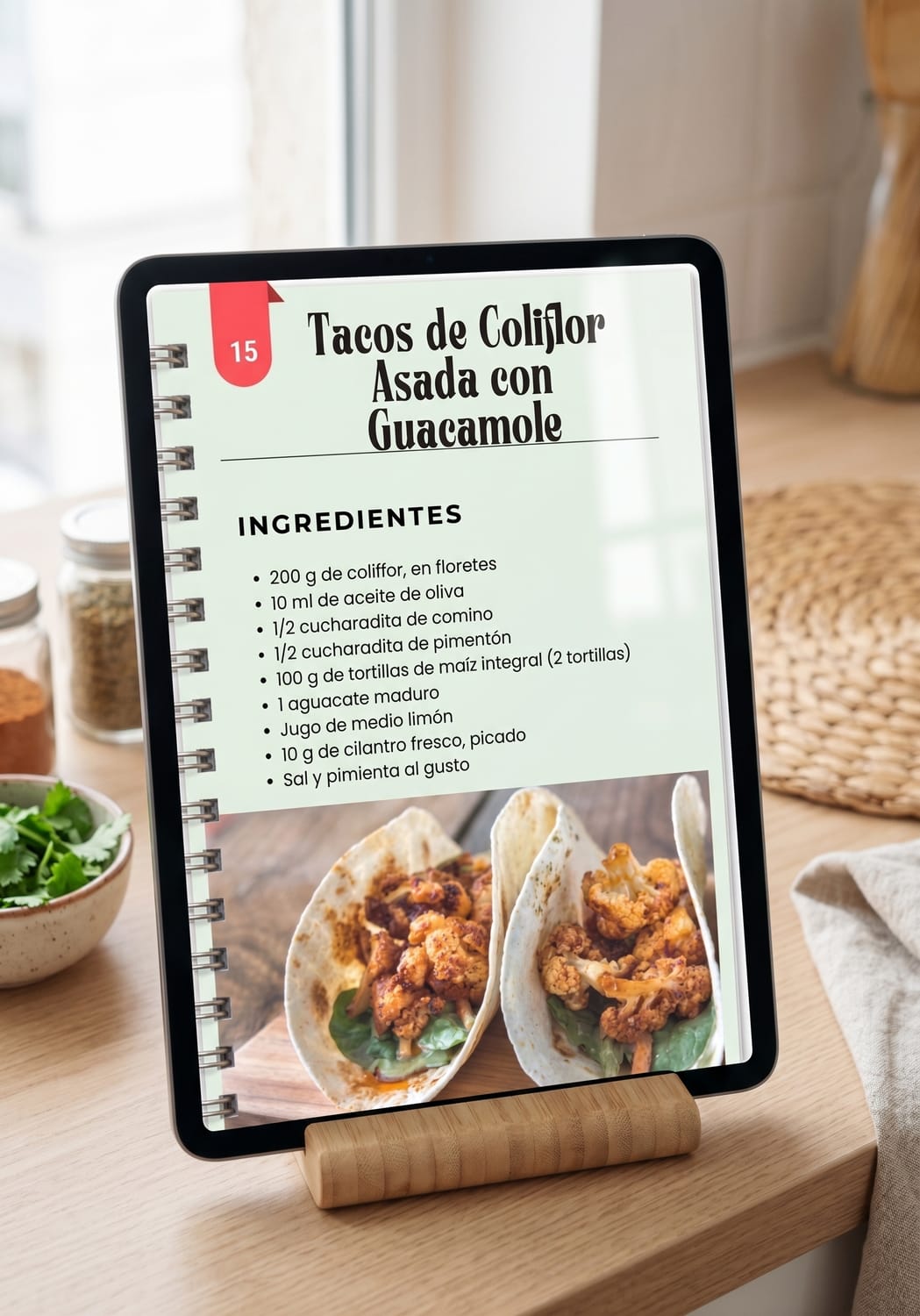 Vista de una receta dentro del recetario