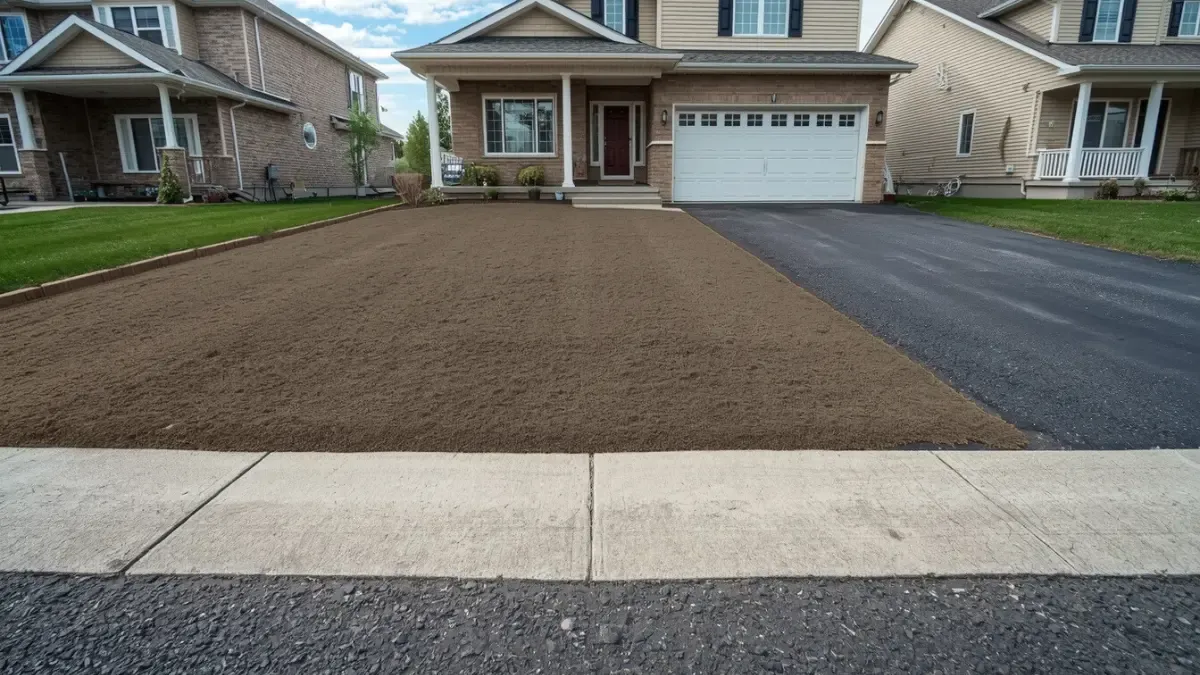 Freshly graded residential yard prepared for sod installation on Montreal’s North Shore.