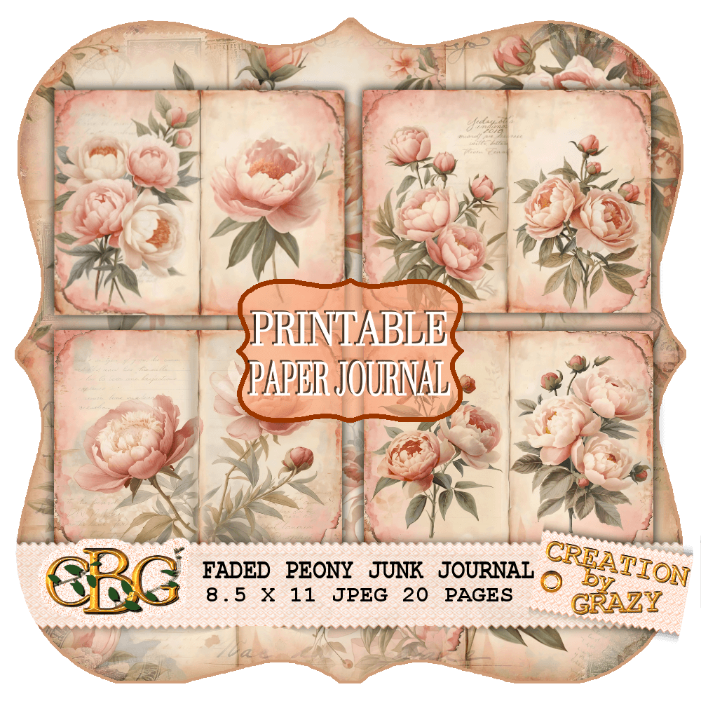 Faded Peony – Shabby Chic Junk Journal Kit