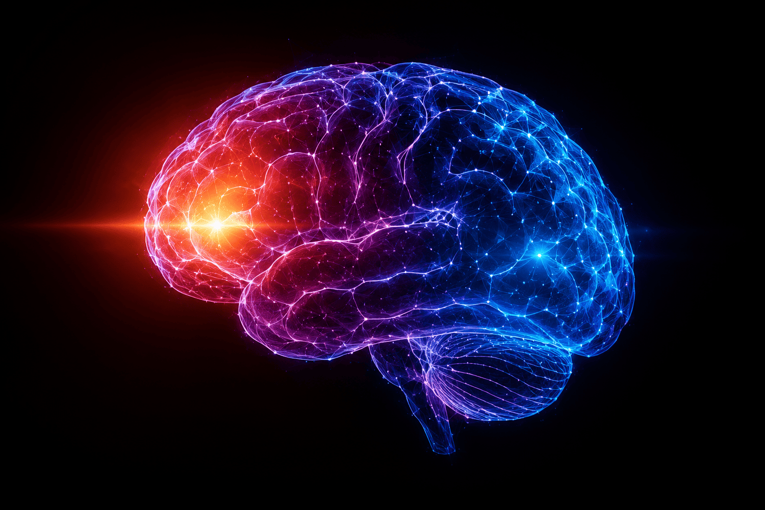 Cerveau lumineux représentant le neuro training sportif