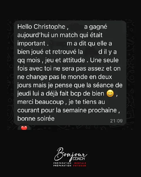 Témoignage après une séance de préparation mentale