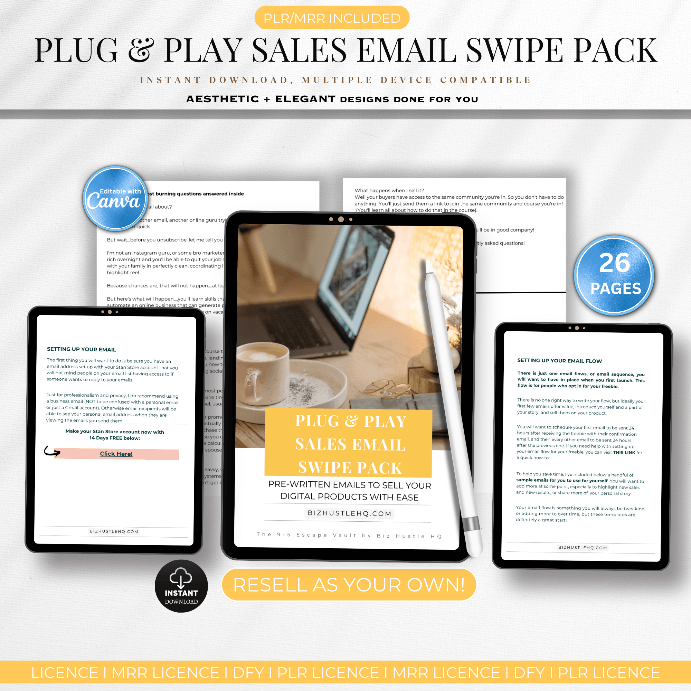 Plug & Play Sales Email Swipe Pack (PLR/MRR)