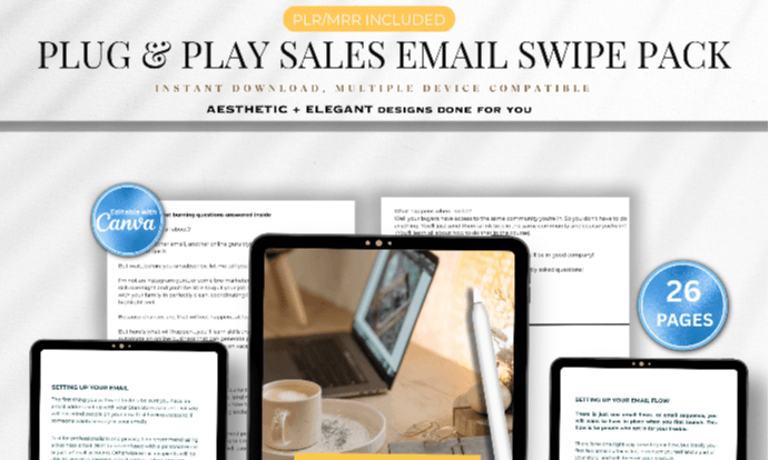 Email Swipe File for Digital Products | Plug & Play Sales Emails with PLR | 26‑Page PDF