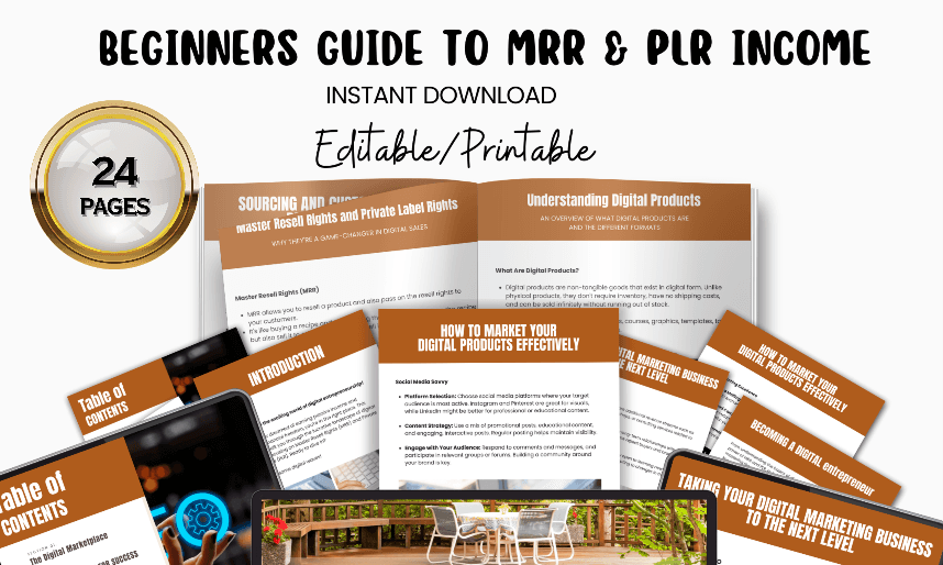 Beginner’s Guide to MRR & PLR Income | 24 Page Digital Profits eBook | Editable & Printable PDF