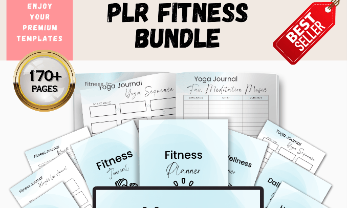 PLR Fitness & Wellness Bundle | 170+ Pages | Yoga, Nutrition, Planner, Journal Templates