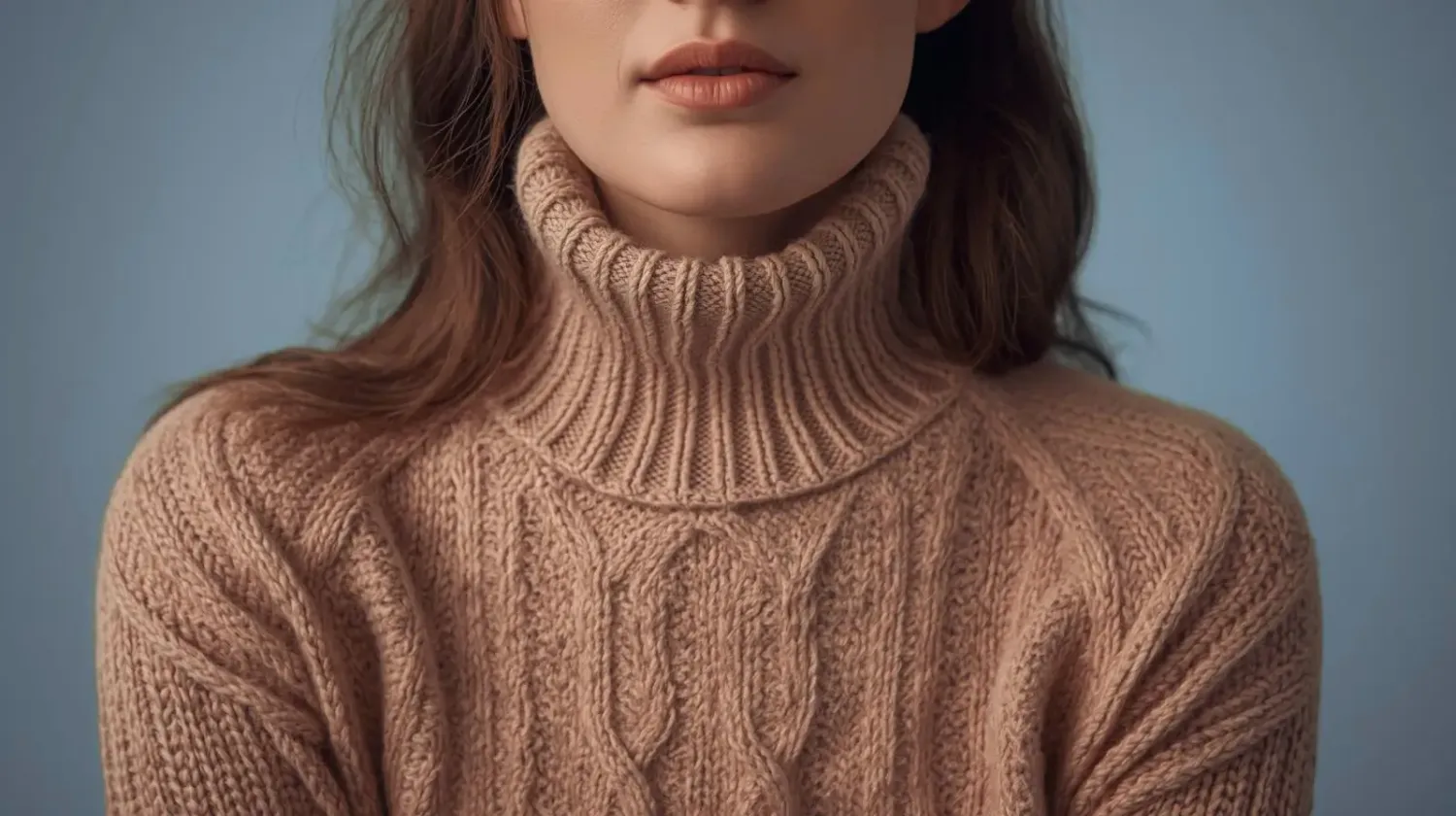 Frau mit Rollkragenpullover