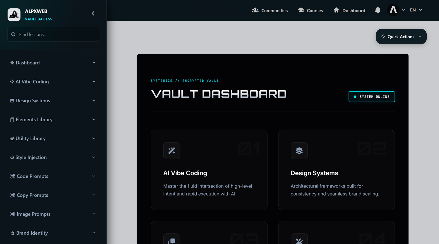 Advanced Systeme.io Vault Interface Dashboard