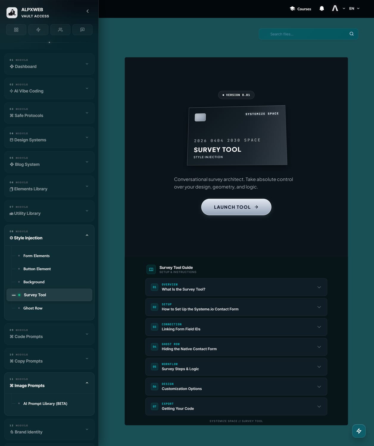Systemize Space The Vault access screenshot