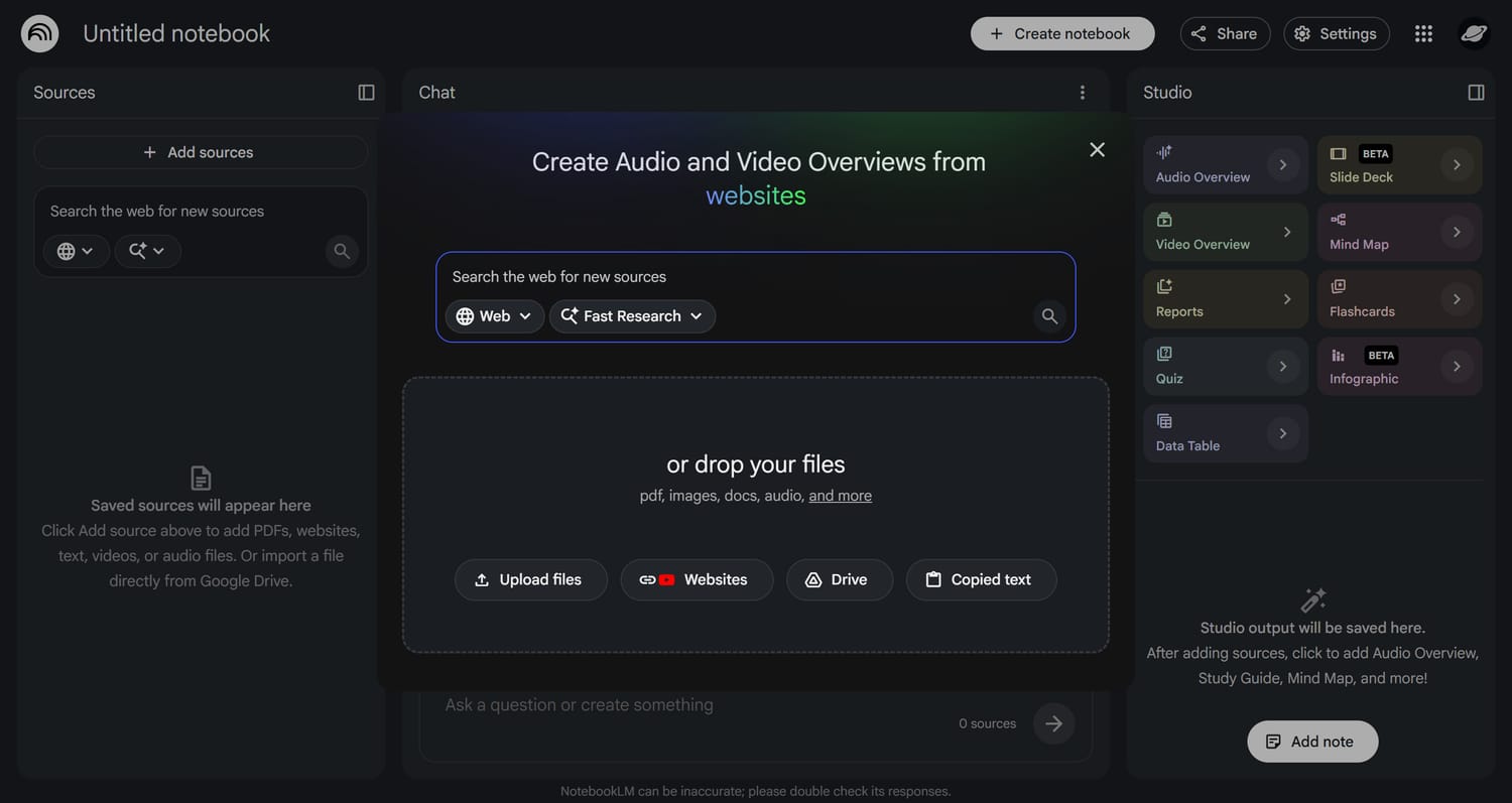 NotebookLM workspace for Systemize Space AI Vibe Coding Workflow 01