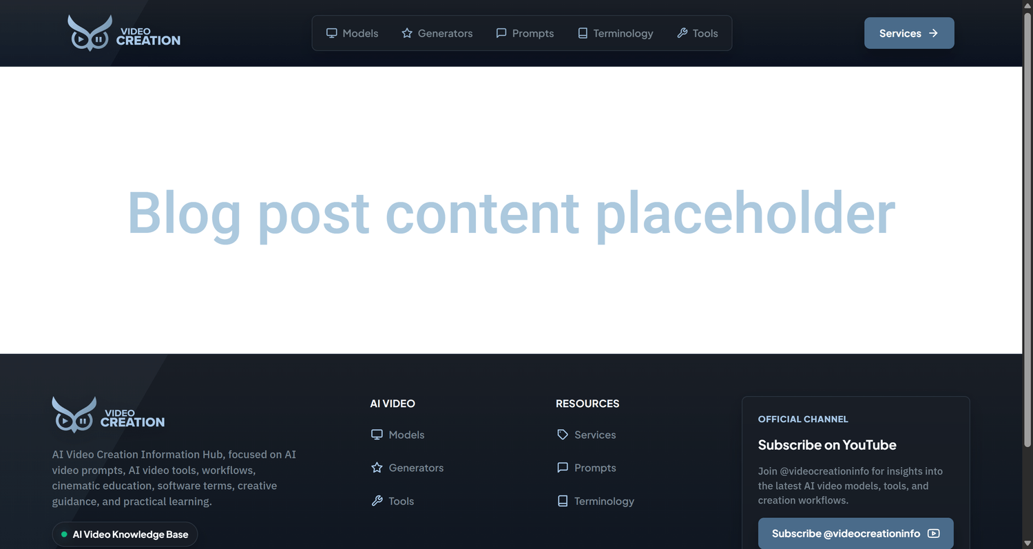 First live result of VideoCreation.info with custom header and layout