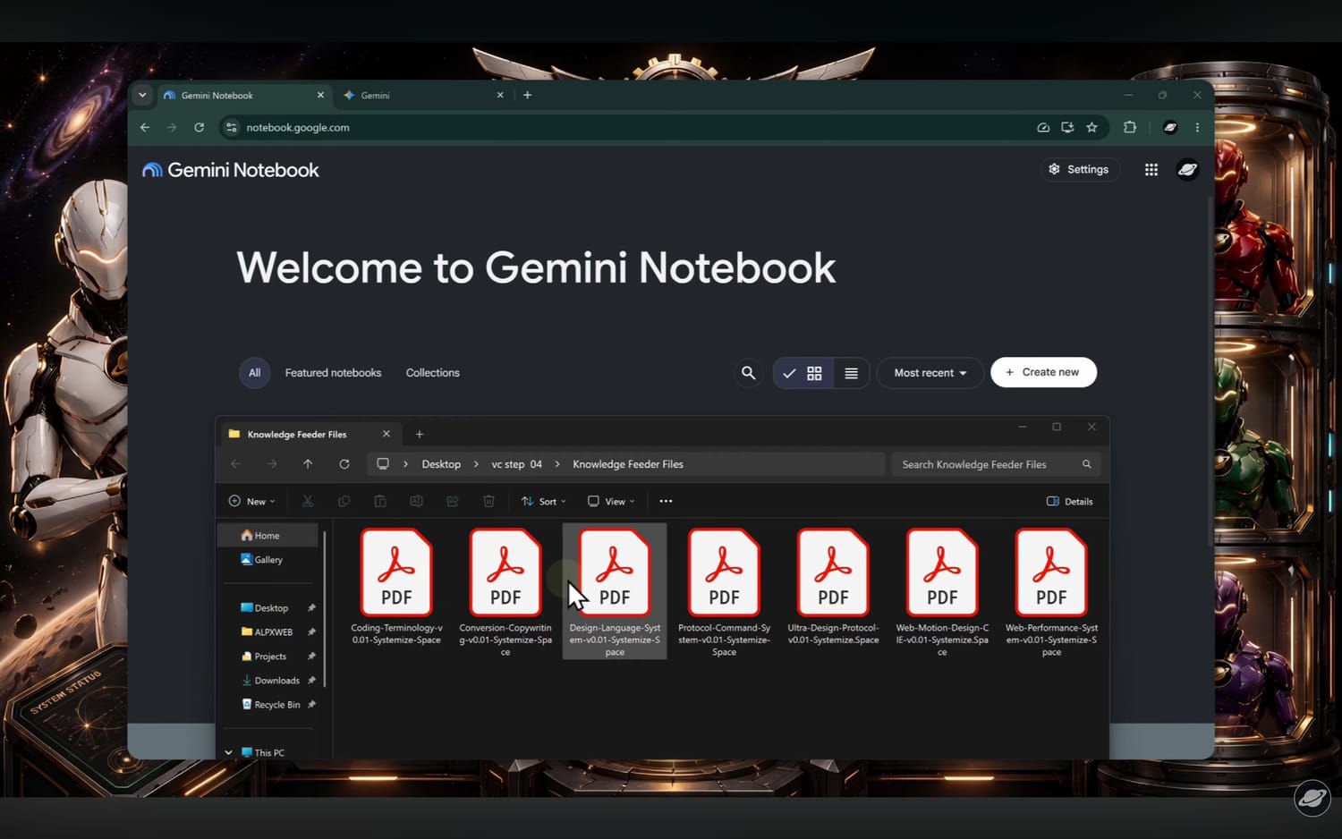 Uploading Knowledge Feeder files into Gemini Notebook