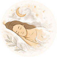sleeping woman beneath crescent moon representing sleep support