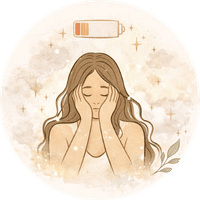 woman resting with low energy symbol representing chronic fatigue